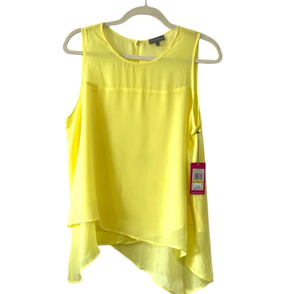 NWT Vince Camuto Sleeveless Asymmetrical Hem Blouse | Yellow | Medium fairy